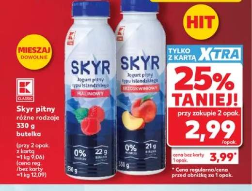 Skyr jogurt pitny typu islandzkiego malinowy Kaufland Classic