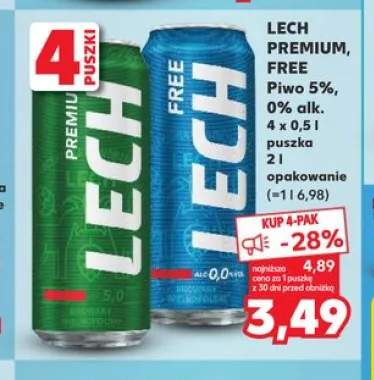Piwo Lech Premium 5% alk. 4-pak 500ml