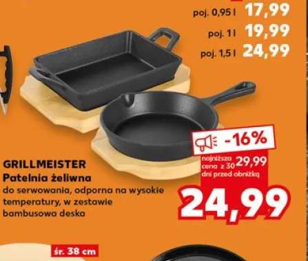 Patelnia żeliwna GRILLMEISTER z bambusową deską