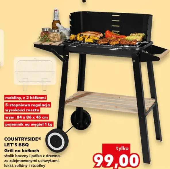 Grill na kółkach COUNTRYSIDE LET'S BBQ wym. 84x86x45cm