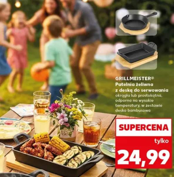 Patelnia żeliwna z deską do serwowania okrągła GRILLMEISTER