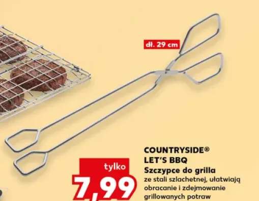 Szczypce do grilla COUNTRYSIDE LET'S BBQ dł. 29cm ze stali szlachetnej