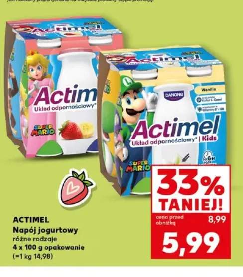 Napój jogurtowy Actimel truskawkowy 4-pak 100g