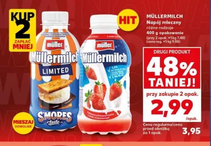 Napój mleczny Müllermilch o smaku truskawkowym