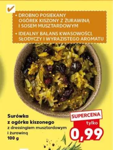 Surówka z ogórka kiszonego z dressingiem musztardowym i żurawiną