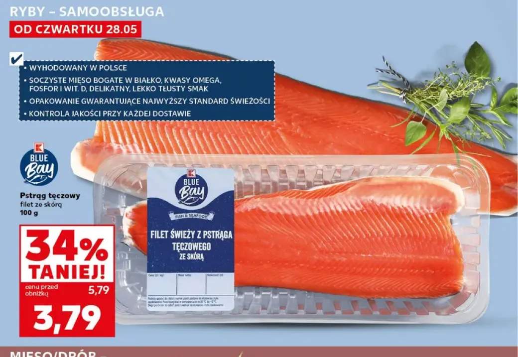 Pstrąg tęczowy filet ze skórą Blue Bay