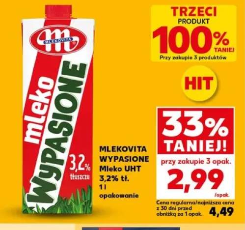 Mleko UHT Wypasione 3,2% tł. Mlekovita