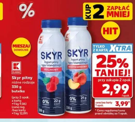Skyr pitny jogurt pitny typu islandzkiego malinowy