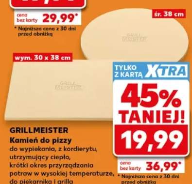 Kamień do pizzy GRILLMEISTER do wypiekania z kordierytu utrzymujący ciepło krótki okres przyrządzania potraw w wysokiej temperaturze do piekarnika i grilla śr. 38cm