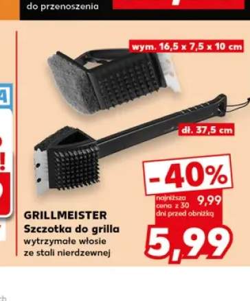 Szczotka do grilla GRILLMEISTER wytrzymałe włosie ze stali nierdzewnej wym. 16,5x7,5x10cm