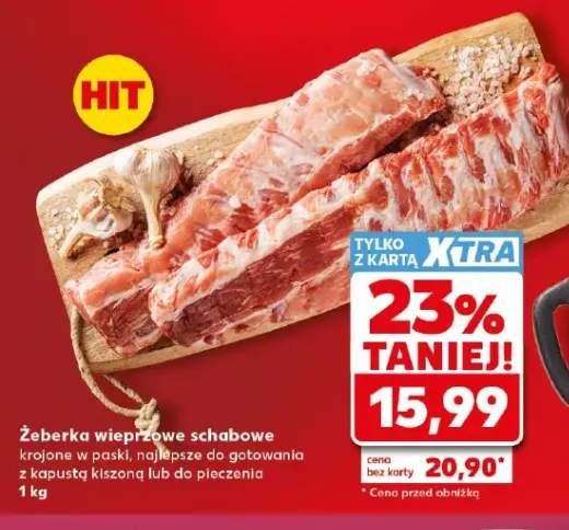 Żeberka wieprzowe schabowe krojone w paski, najlepsze do gotowania z kapustą kiszoną lub do pieczenia