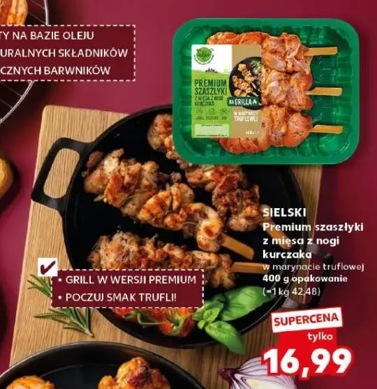 Premium szaszłyki z mięsa z nogi kurczaka w marynacie truflowej Sielski