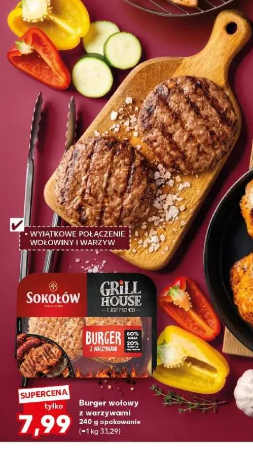 Burger wołowy z warzywami Sokołów Grill House