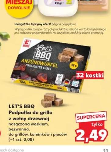Podpałka do grilla z wełny drzewnej nasączona woskiem bezwonna do grillów, kominków i pieców LET'S BBQ