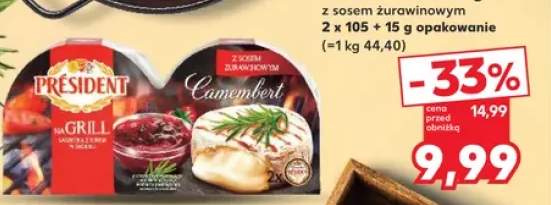 Ser Camembert na grill z sosem żurawinowym Président