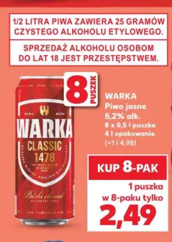 Piwo Warka Classic jasne 8-pak 500ml