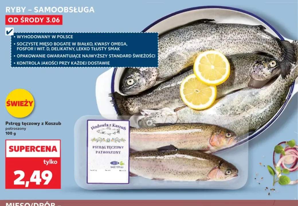 Pstrąg tęczowy z Kaszub patroszony Hodowla z Kaszub