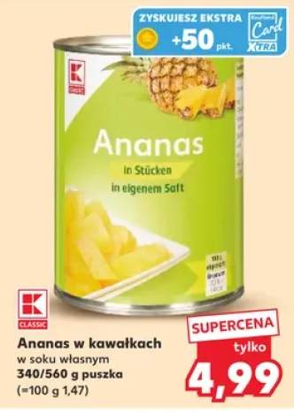 Ananas w kawałkach w soku własnym K-Classic