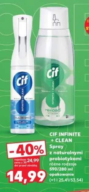 Spray z naturalnymi probiotykami Cif Infinite + Clean