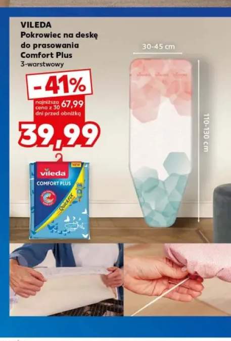 Pokrowiec na deskę do prasowania Vileda Comfort Plus 3-warstwowy 110-130x30-45cm