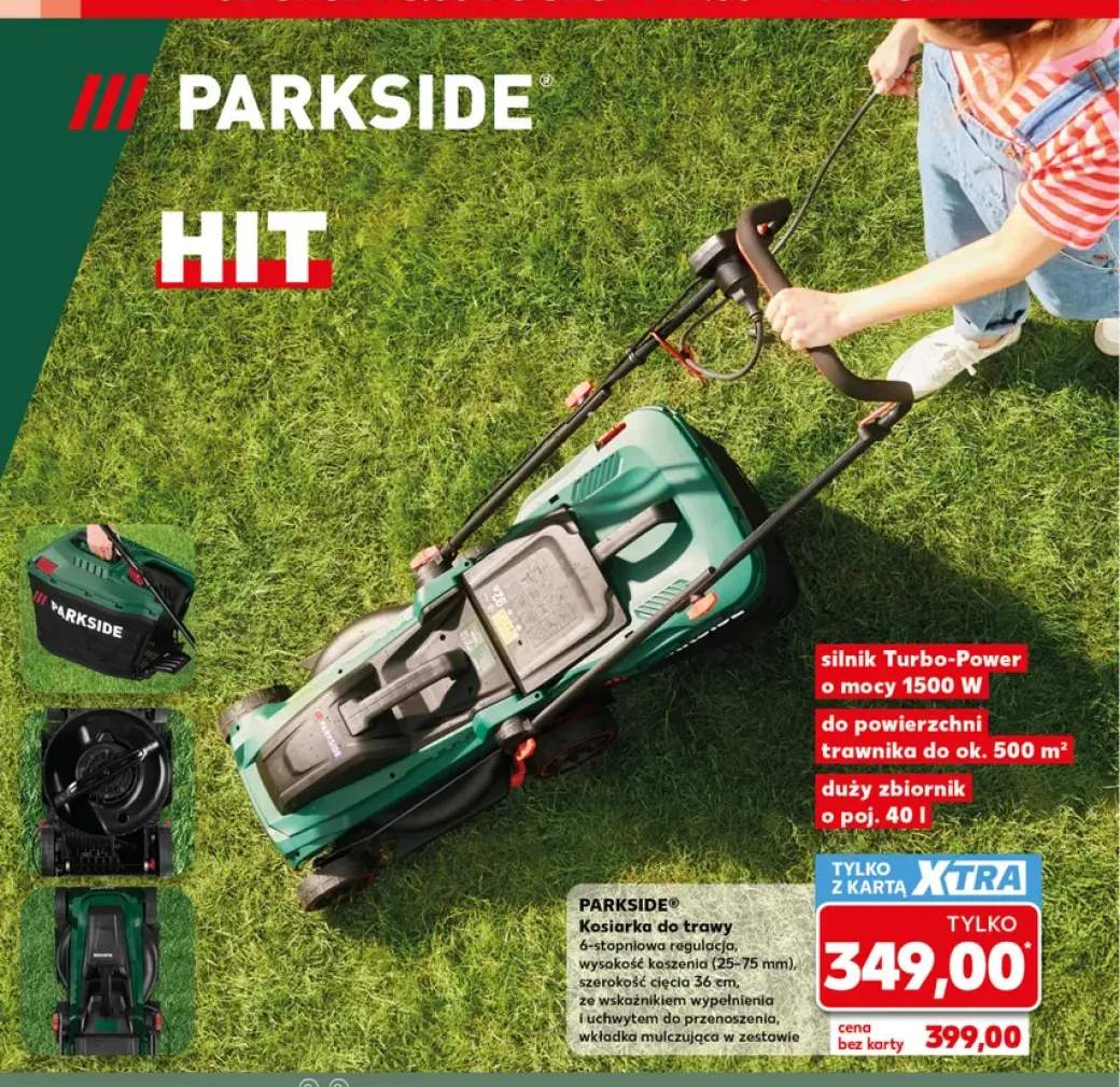 Kosiarka do trawy PARKSIDE 1500W 36cm 40l