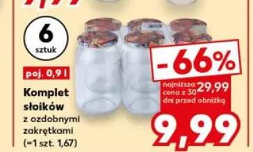 Komplet słoików z ozdobnymi zakrętkami poj. 0,9l 6-pak