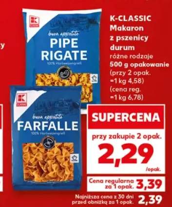 Makaron z pszenicy durum Farfalle K-Classic