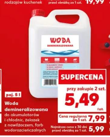 Woda demineralizowana poj. 5l do akumulatorów i chłodnic, żelazek z nawilżaczem, farb wodorozcieńczalnych
