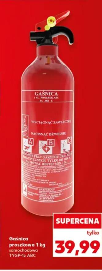 Gaśnica proszkowa samochodowa TYGP-1z ABC