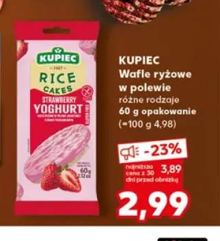 Wafle ryżowe w polewie jogurtowej o smaku truskawkowym Kupiec