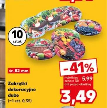 Zakrętki dekoracyjne duże śr. 82 mm 10-pak