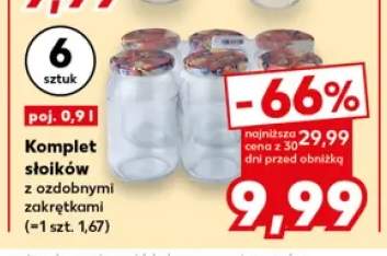 Komplet słoików z ozdobnymi zakrętkami 6-pak 0,9 l
