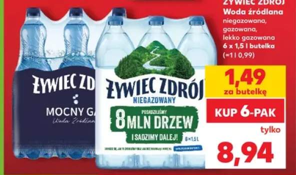 Woda źródlana gazowana Żywiec Zdrój 6-pak 1,5 l