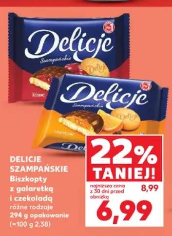 Biszkopty z galaretką i czekoladą Delicje Szampańskie pomarańczowe