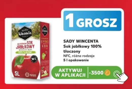 Sok jabłkowy 100% tłoczony NFC Sady Wincenta