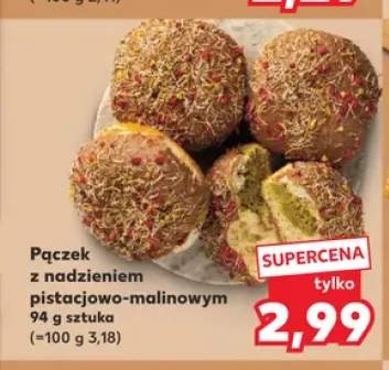 Pączek z nadzieniem pistacjowo-malinowym