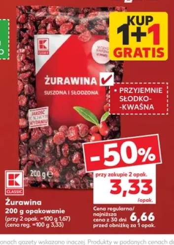Żurawina suszona i słodzona K-Classic