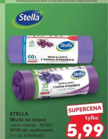 Worki na śmieci Stella z taśmą ściągającą 60 l
