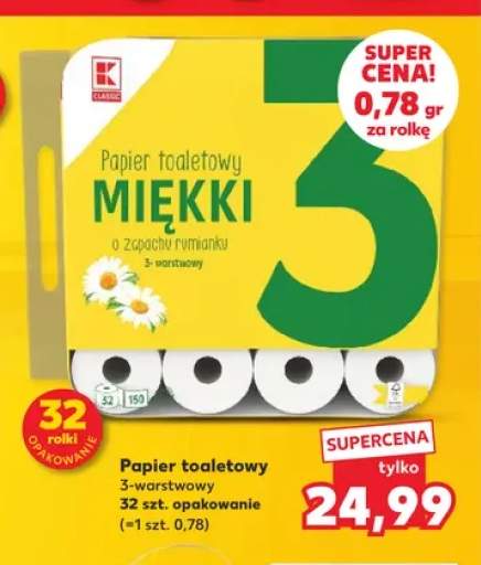 Papier toaletowy K-Classic Miękki o zapachu rumianku 3-warstwowy 32-pak