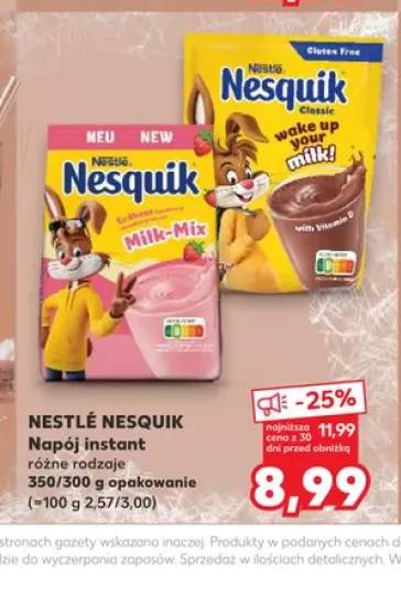 Napój instant Nesquik Classic czekoladowy +1 wariant