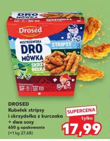 Kubełek stripsy i skrzydełka z kurczaka Drosed