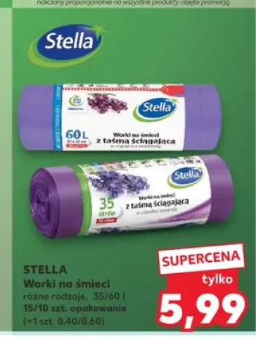 Worki na śmieci Stella z taśmą ściągającą 60 l +1 wariant