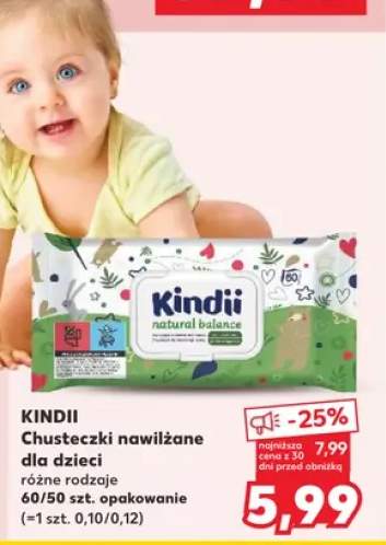 Chusteczki nawilżane dla dzieci Kindii Natural Balance