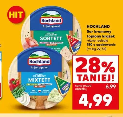 Ser kremowy topiony krążek Hochland Sortett +1 wariant