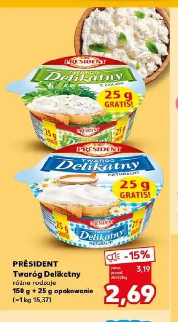 Twaróg Delikatny z ziołami Président +1 wariant