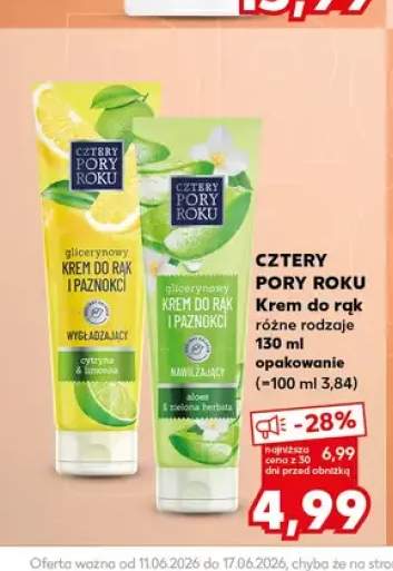 Krem do rąk i paznokci Cztery Pory Roku wygładzający cytryna & limonka +1 wariant