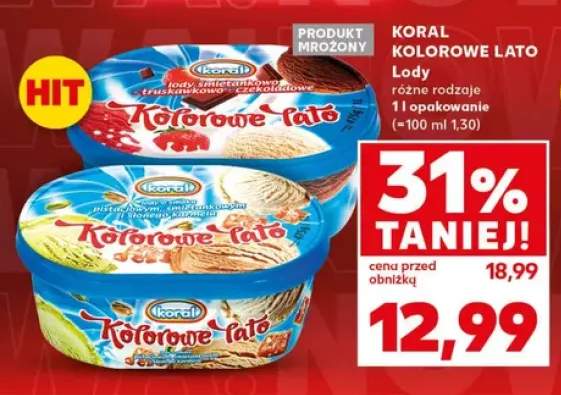 Lody śmietankowo-truskawkowo-czekoladowe Koral Kolorowe Lato +1 wariant