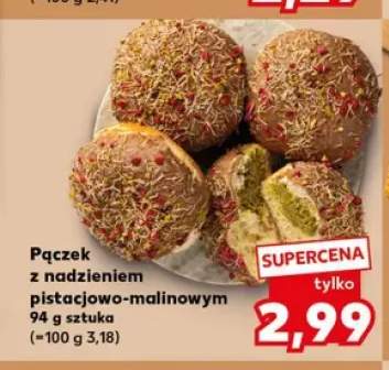 Pączek z nadzieniem pistacjowo-malinowym