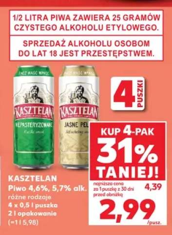 Piwo Kasztelan Niepasteryzowane 4-pak +1 wariant