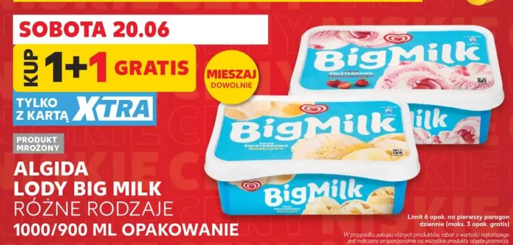 Lody Algida Big Milk Śmietankowo-Truskawkowe +2 warianty